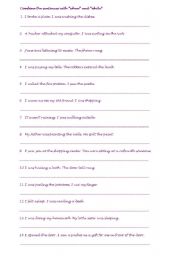 English Worksheet: when and while exercise