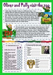 English Worksheet: oliver and polly visit the zoo