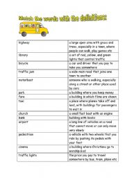 English Worksheet: Town and Transport Matching worksheet