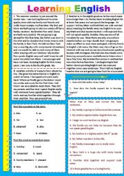 English Worksheet: Learning English