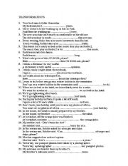 English Worksheet: Sentence transformation