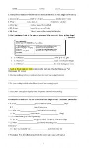 English worksheet: Past Continuous vs Simple Past Public places vocabulary