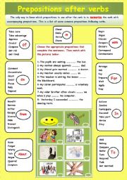 English Worksheet: Prepositions after verbs