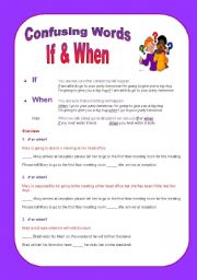 English Worksheet: Confusing words: If & When