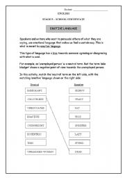 English Worksheet: Emotive Language