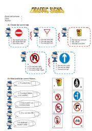 English Worksheet: traffic signs