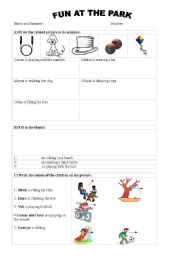 English Worksheet: fun at the park / present continuous tense