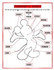 English Worksheet: MICKEYS BODY 2/2