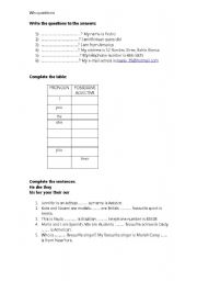 English Worksheet: questions, pronouns, verb to be, a/an