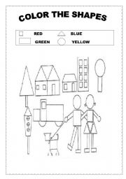 English Worksheet: SHAPES-LETS COLOR THEM!