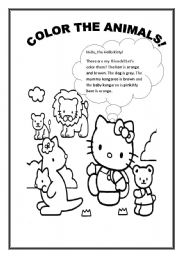 ANIMALS TO COLOR WITH HELLO KITTY