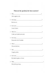 English worksheet: Questions and answers