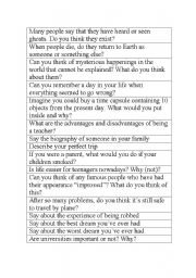 English Worksheet: One minute talk