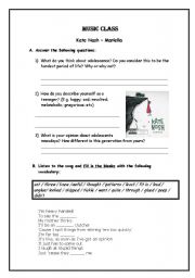 English worksheet: Mariella by Kate Nash - MUSIC CLASS