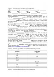 English Worksheet: Simple past activity