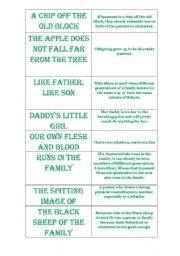 English Worksheet: Family Idioms