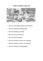 English Worksheet: there is - there are 