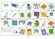 English Worksheet: borad game classroom objects