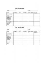 English Worksheet: Writing Rubric