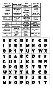 English Worksheet: Alphabet and concentration game