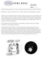 English Worksheet: Id like to 