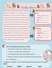 English Worksheet: Teddy bears