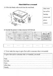 English Worksheet: First aid foe a wound