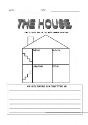 English worksheet: Complete the house and write sentences (2)