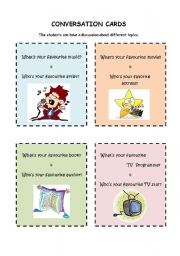 English Worksheet: CONVERSATION CARDS