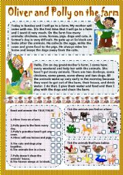 English Worksheet: oliver and polly on the farm