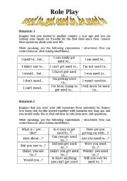 English Worksheet: Role Play with used to structures