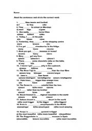 English Worksheet: past simple/comparatives/superlatives