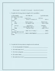 English Worksheet: second conditional exercises