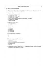 English worksheet: Oral comprehension