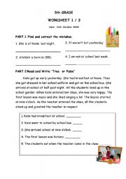 English Worksheet: past simple