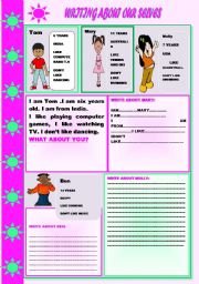 English Worksheet: WRITING ABOUT OURSELVES