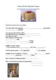 English worksheet: the tallest stake of pancakes