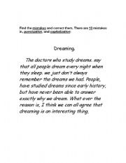 English Worksheet: Find the Mistakes