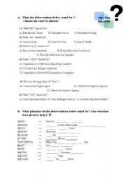 English worksheet: Abbreviations