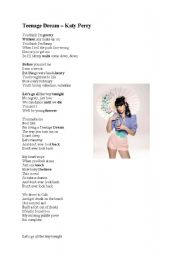 English Worksheet: Song: Katy Perry - Teenage dream
