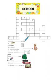 English Worksheet: SCHOOL CROSSWORD