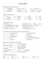 English Worksheet: Review Basic Level