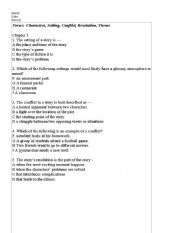English Worksheet: Lit Elements Test
