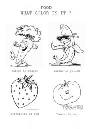 English Worksheet: FRUIT AND VEG: WHAT COLOR IS IT?