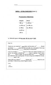 English worksheet: possessive adjectives