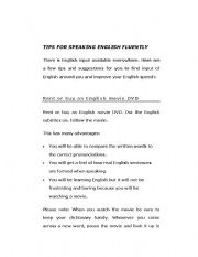English Worksheet: TIPS FOR SPEAKING ENGLISH FLUENTLY