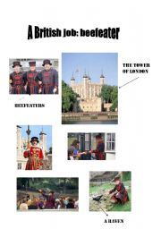 English Worksheet: Beefeaters at The Tower of London