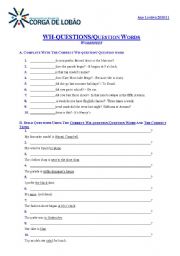 English Worksheet: wh questions/Question words