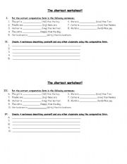 English Worksheet: Comparison of short adjectives