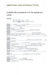 English Worksheet: Greetings and Introductions